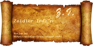 Zeidler Irén névjegykártya